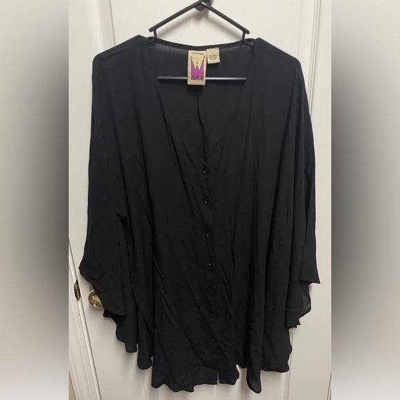 Original Anthony Large Black Poncho Shirt Nwot Sleeves Boho - Picture 1 of 11